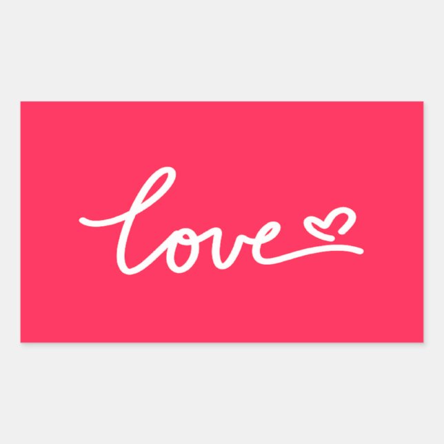 Sticker Rectangulaire Aimer texte blanc sur rose (Devant)