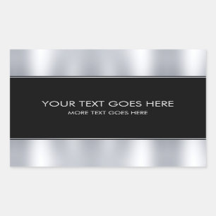 Sticker Rectangulaire Ajouter Votre Nom Texte Moderne Élégant Noir Et Ar