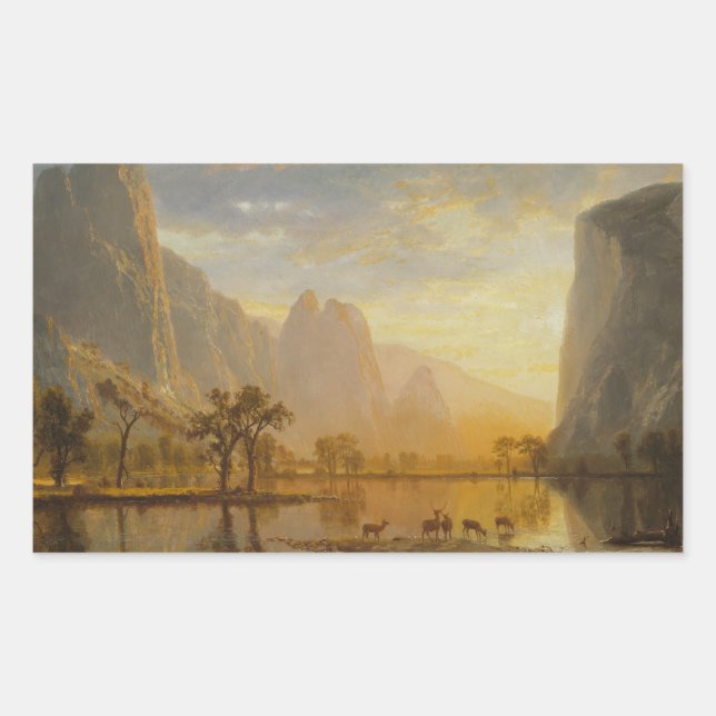 Sticker Rectangulaire Albert Bierstadt - Vallée du Yosemite (Devant)