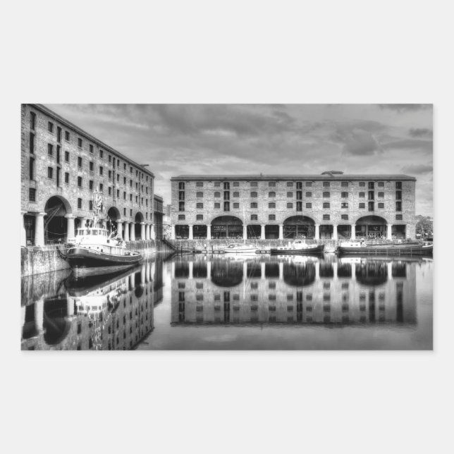 Sticker Rectangulaire Albert Dock Liverpool Réflexions (Devant)