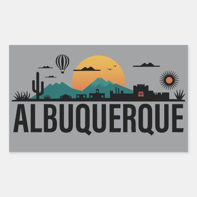 Sticker Rectangulaire Albuquerque Nouveau-Mexique (Devant)