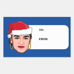 Sticker Rectangulaire Alexandria Ocasio-Cortez (AOC) Noël