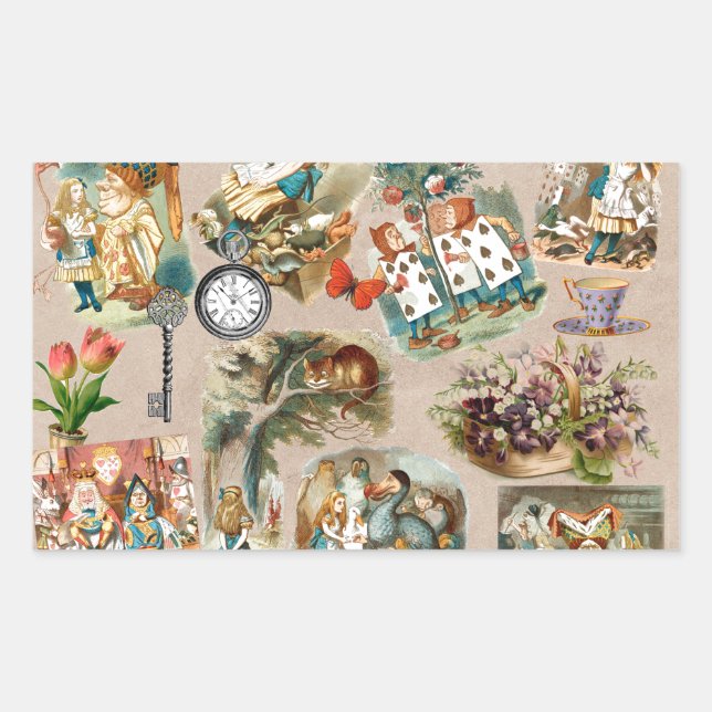 Sticker Rectangulaire Alice à Wonderland Cheshire Cat Characters (Devant)