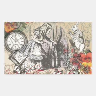Sticker Rectangulaire Alice Aventures au Pays des Merveilles Rideau Clas