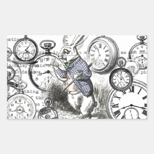 Sticker Rectangulaire Alice de lapin blanc au pays des merveilles