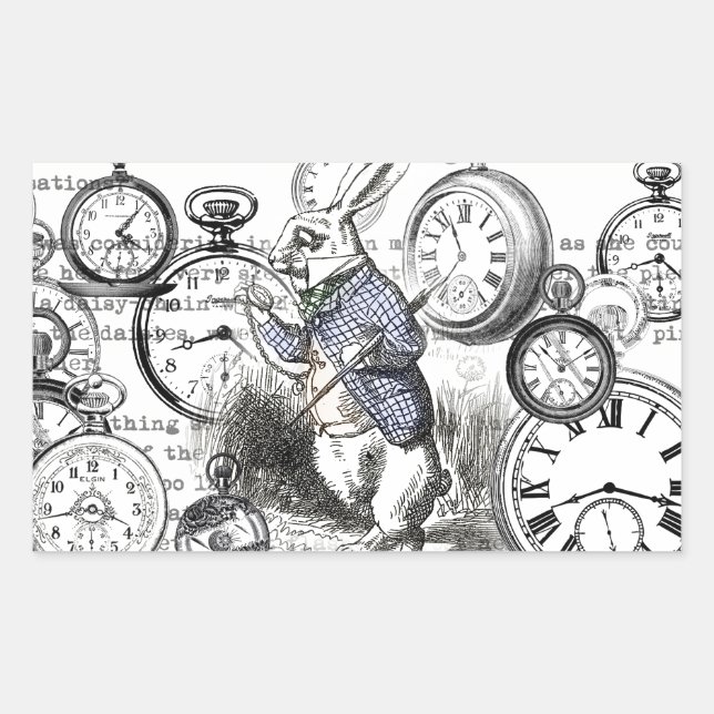 Sticker Rectangulaire Alice de lapin blanc au pays des merveilles (Devant)