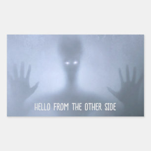 Sticker Rectangulaire Alien Effrayant dans le Brouillard Bonjour de l'Au
