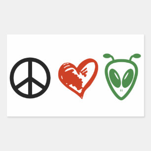 Sticker Rectangulaire Aliens de Peace Love