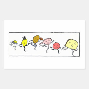 Sticker Rectangulaire Aliments favoris Cuisine Vintage Art