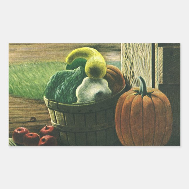 Sticker Rectangulaire Aliments vintages, courge d'hiver, Citrouilles et  (Devant)