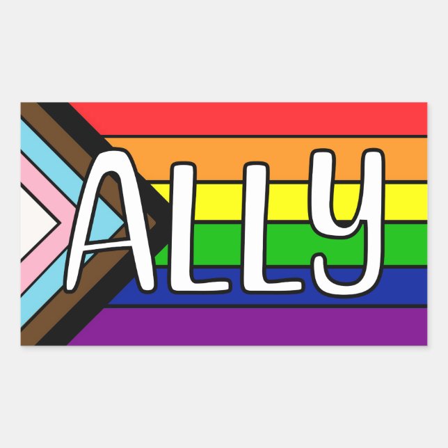Sticker Rectangulaire Alliance LGBTQIA+ | drapeau arc-en-ciel (Devant)