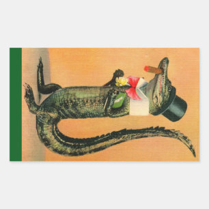 Sticker Rectangulaire Alligator à Haut-de-Forme