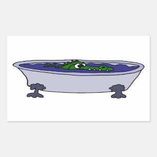 Sticker Rectangulaire Alligator amusant dans un dessin sur la baignoire