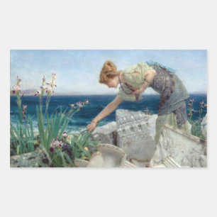 Sticker Rectangulaire Alma-Tadema vintage parmi l'autocollant de ruines