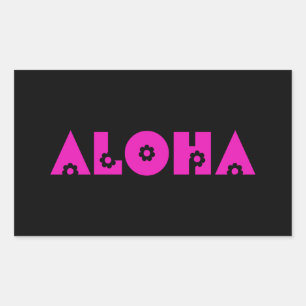 Sticker Rectangulaire Aloha en fleurs roses