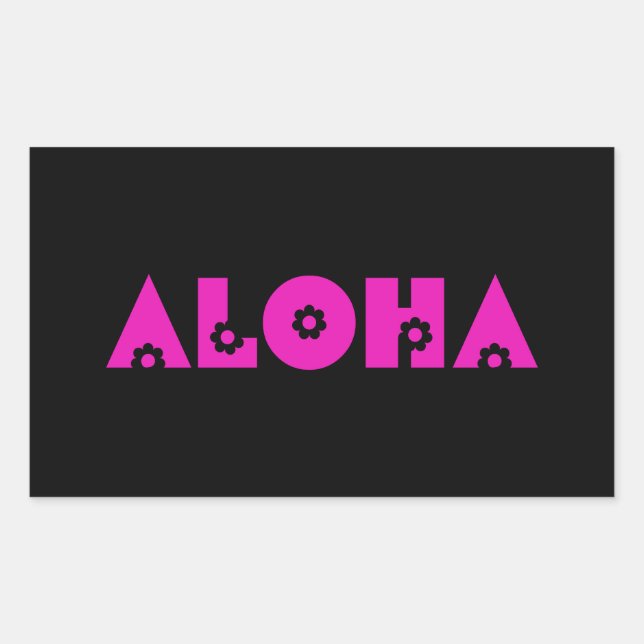 Sticker Rectangulaire Aloha en fleurs roses (Devant)