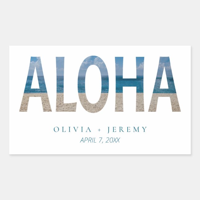 Sticker Rectangulaire Aloha Hawaii Beach Mariage tropical Bienvenue (Devant)