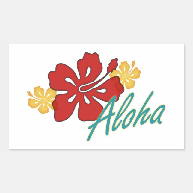 Sticker Rectangulaire Aloha Hibiscus (Devant)
