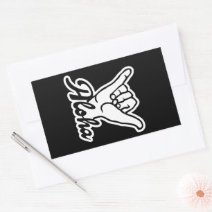 Sticker Rectangulaire Aloha Shaka Main, Hang Loose signe