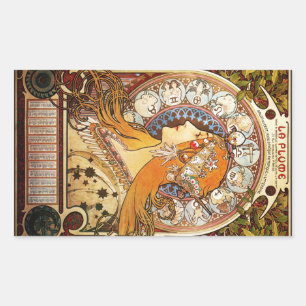 Sticker Rectangulaire Alphonse Mucha Zodiac