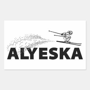 Sticker Rectangulaire Alyeska Sauteur à Ski en Alaska