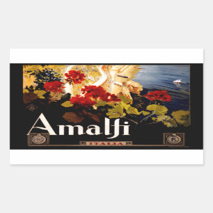 Sticker Rectangulaire Amalfi Italie Poster de voyage Graphique d'art