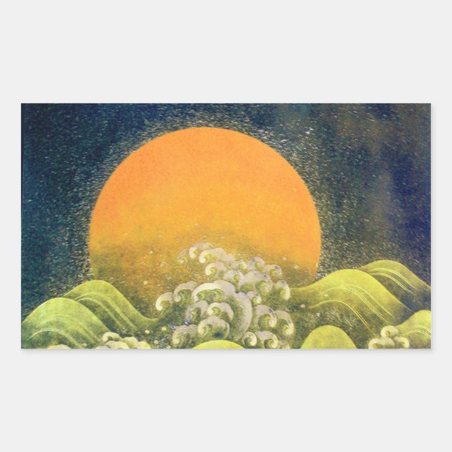 Sticker Rectangulaire AMATÉRASU, GODDESS SOLEIL, vert jaune noir (Devant)