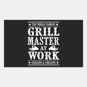 Sticker Rectangulaire Amateurs de barbecue   Le Célèbre Maître Grill Au 