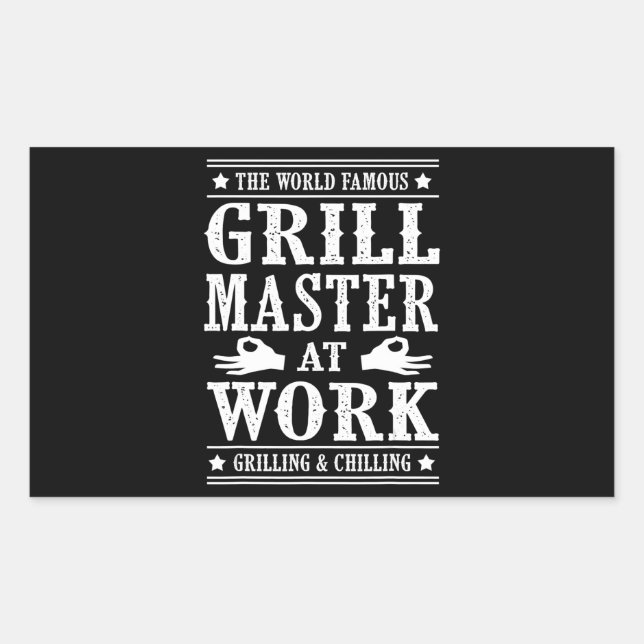 Sticker Rectangulaire Amateurs de barbecue | Le Célèbre Maître Grill Au  (Devant)