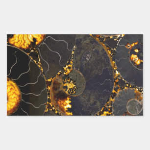 Sticker Rectangulaire Ambre doré noir Nautilus motif, fossile