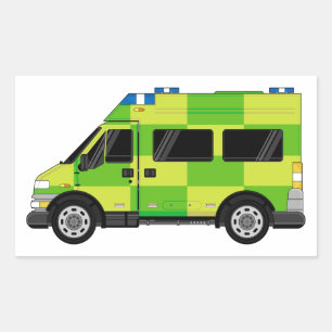 Sticker Rectangulaire Ambulance de bande dessinée