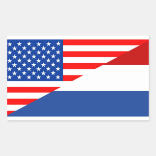Sticker Rectangulaire américain Pays-Bas demi-drapeau usa