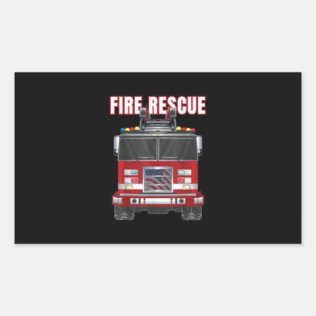 Sticker Rectangulaire American Fire Secourt Firefighter Département Cami (Devant)
