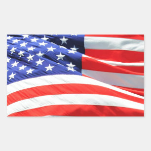 Sticker Rectangulaire American Flag, vous pouvez ajouter du texte et tél
