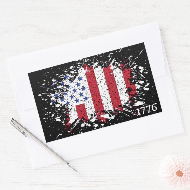 Sticker Rectangulaire American Peace Flag 1776 États américains R (Enveloppe)