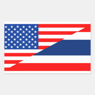 Sticker Rectangulaire amérique américaine thaïlande demi pavillon usa