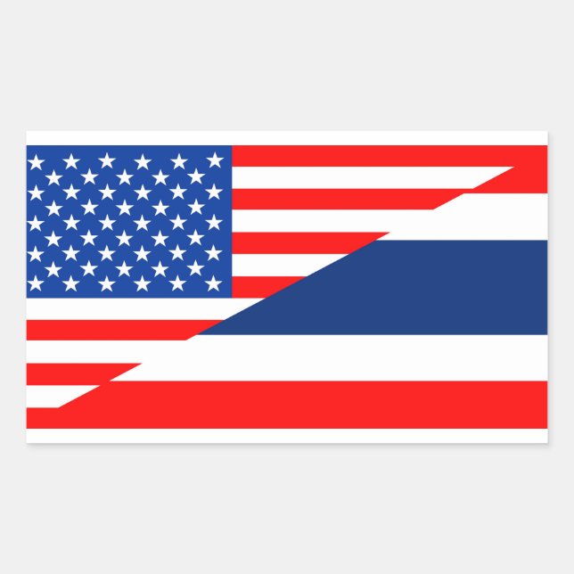 Sticker Rectangulaire amérique américaine thaïlande demi pavillon usa (Devant)