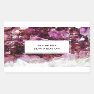Sticker Rectangulaire Améthyste mauve cristal professionnel
