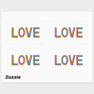 Sticker Rectangulaire Amour arc-en-ciel