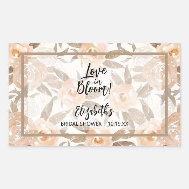 Sticker Rectangulaire Amour en fleurs Floral Rustique aux Pêches (Devant)