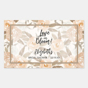 Sticker Rectangulaire Amour en fleurs floral rustique pêche