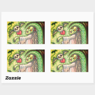 STICKER RECTANGULAIRE AMOUR MALADE FILLE ZOMBIE SUIVANT SON COEUR, WHIMS