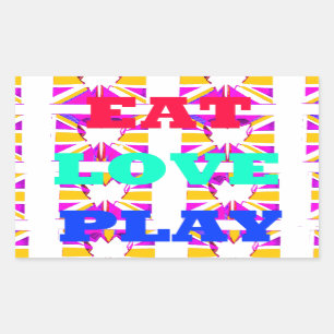 Sticker Rectangulaire Amour Manger Jouer Coeur Hakuna Matata couleurs.pn