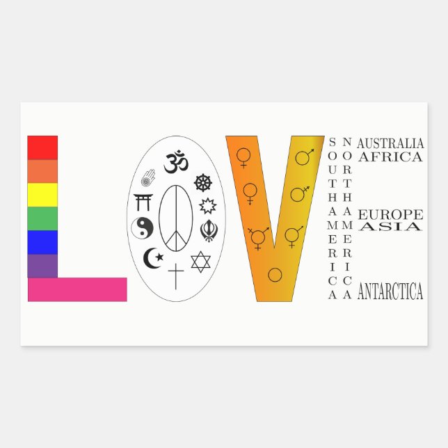 Sticker Rectangulaire Amour universel (Devant)