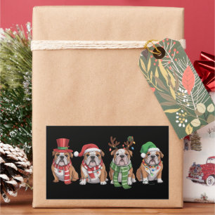 Sticker Rectangulaire Amoureux de Bouledogue Anglais Noël Maman de Chien