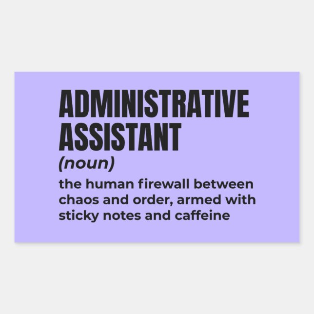 Sticker Rectangulaire Amusante définition de l'adjoint administratif (3) (Devant)