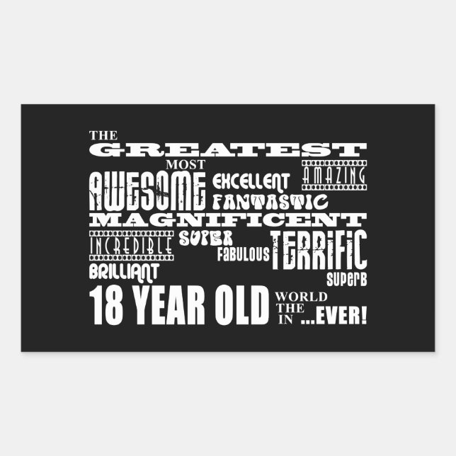 Sticker Rectangulaire Amusement cool 18e fête d'anniversaire Plus grand  (Devant)