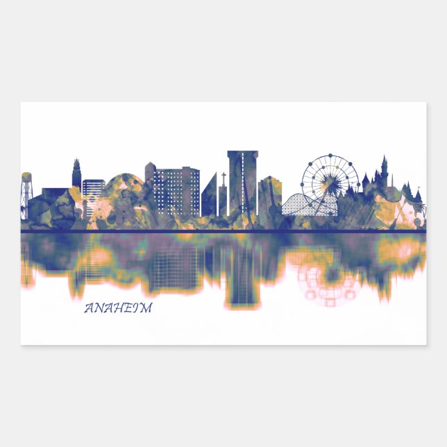 Sticker Rectangulaire Anaheim Skyline (Devant)