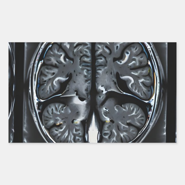 Sticker Rectangulaire Analyse cérébrale par IRM (Devant)