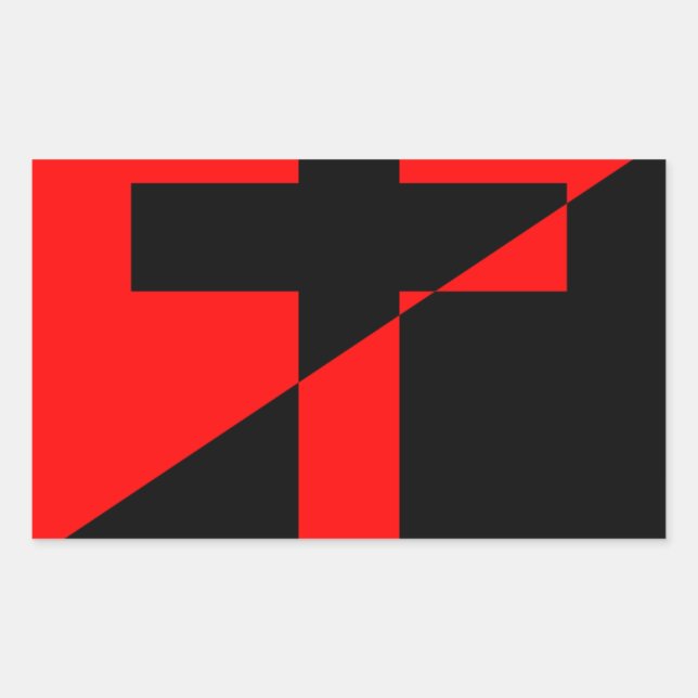 Sticker Rectangulaire Anarchie chrétienne Anarchie Drapeau chrétien (Devant)